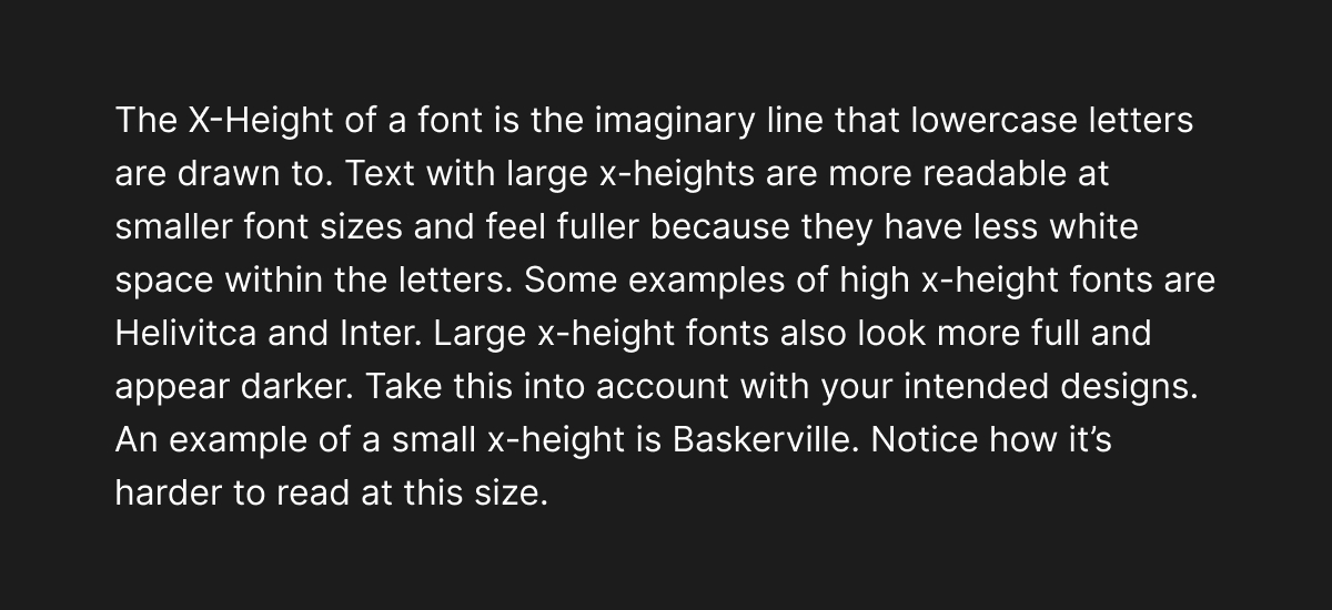 Inter has a large x-height